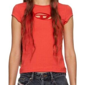 Diesel Red Short Sleeve Logo Tee